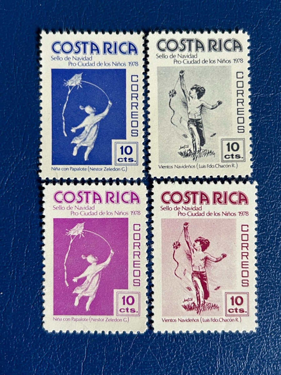 Costa Rica- Original Vintage Postage Stamps- 1978 Children/ Christmas - for the collector, artist or crafter