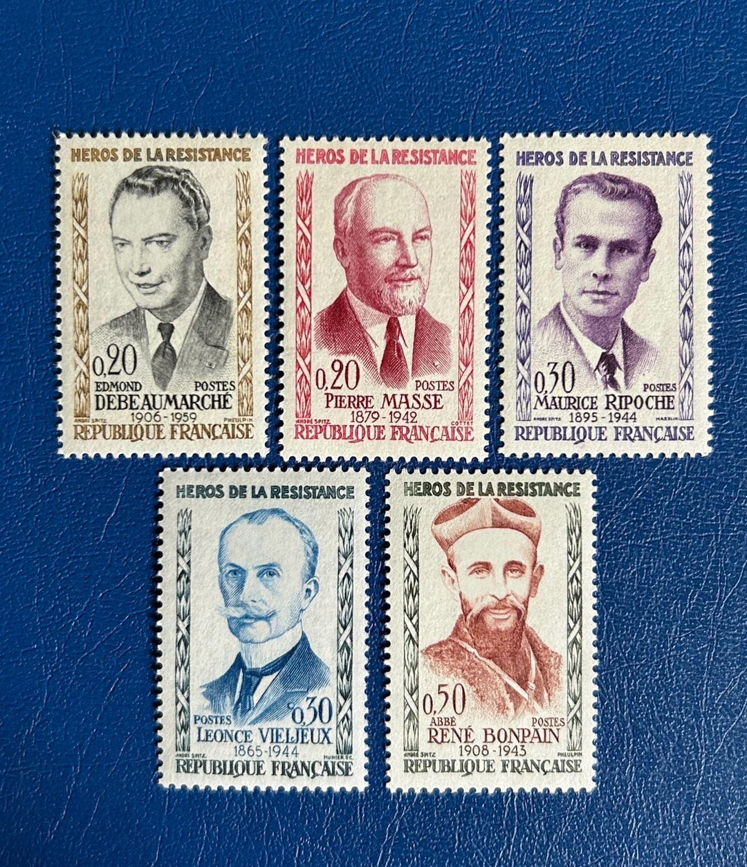 France - Original Vintage Postage Stamps- 1960 - Heroes of the Resistance - for the collector, artist or crafter