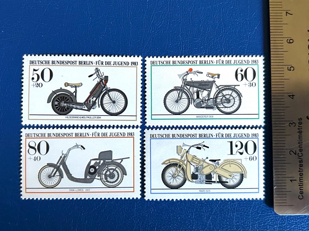Germany (Berlin) - Original Vintage Postage Stamps - 1983 - Motorcycles - for the collector, artist or crafter