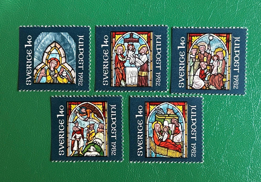 Sweden - Original Vintage Postage Stamps - 1982 - Christmas: Stained Glass - for the collector, artist or crafter - ornaments, cards