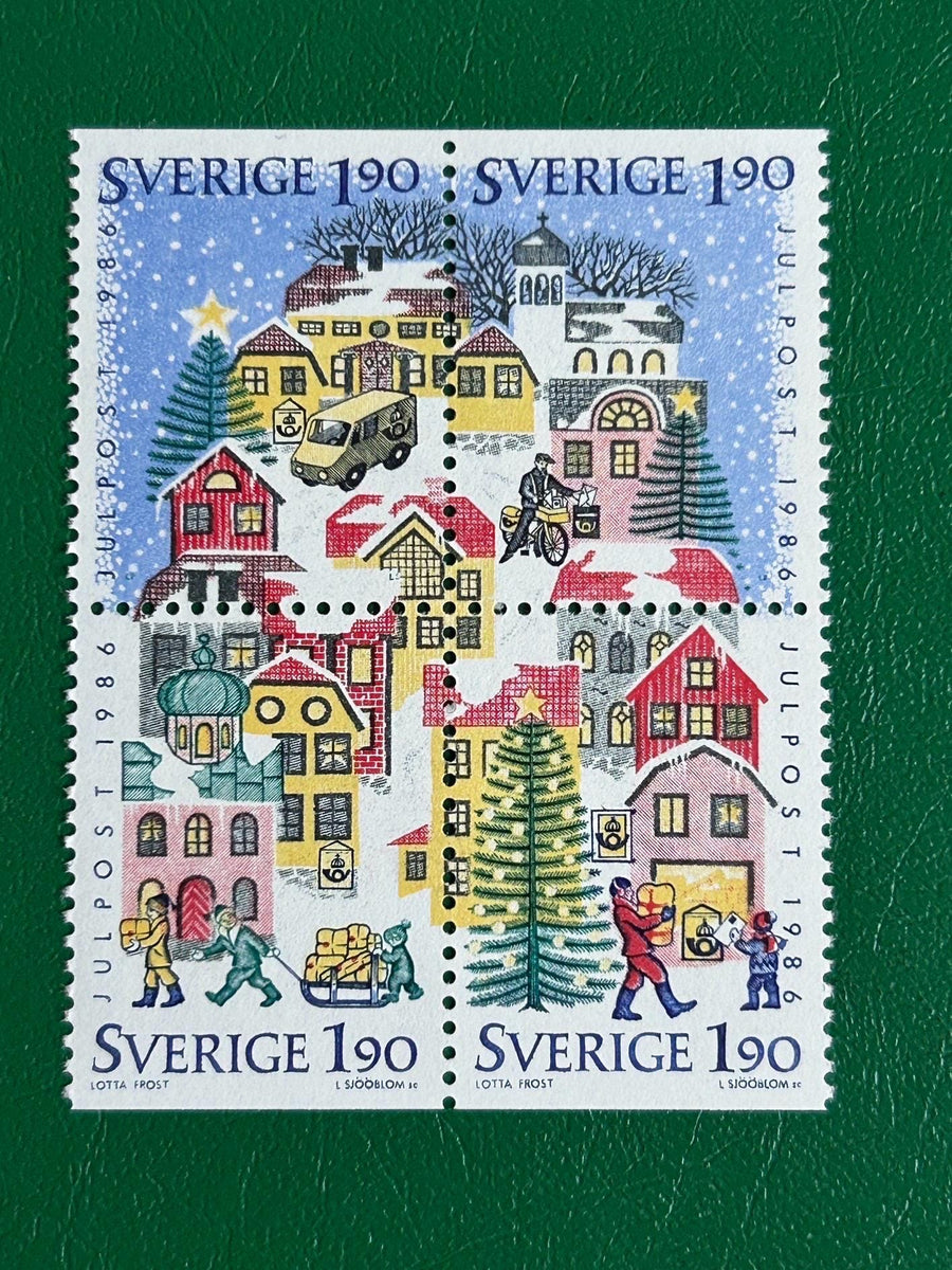 Sweden - Original Vintage Postage Stamps - 1986 - Christmas: Village - for the collector, artist or crafter - ornaments, cards