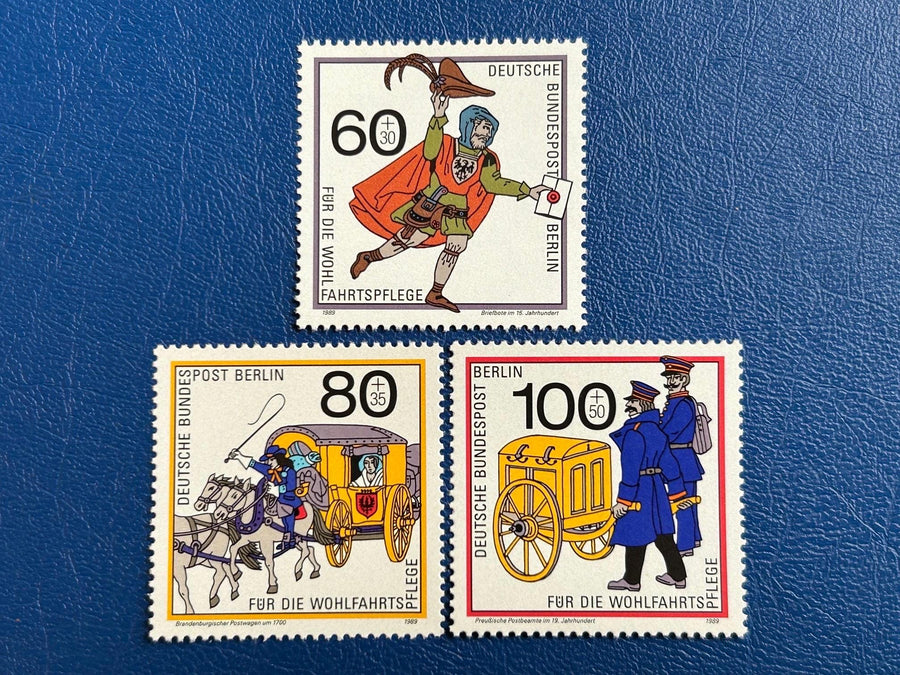 Germany (Berlin) - Original Vintage Postage Stamps - 1989 - Postal History: Mail Transport - for the collector, artist or crafter