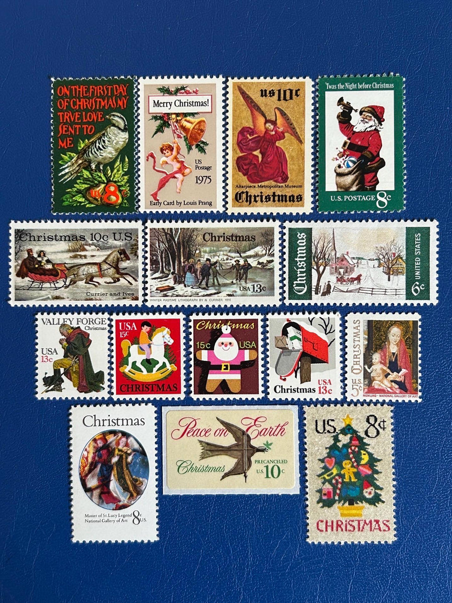 USA - Original Vintage Postage Stamps - 1960/70s Mix - Christmas - for the collector, artist or crafter - Gift tags, cards, ornaments
