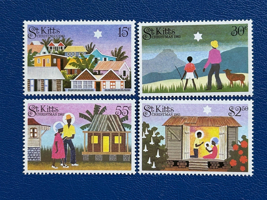 St. Kitts - Original Vintage Postage Stamps - 1983 - Christmas - for the collector, artist or crafter - cards, gift tags, ornaments