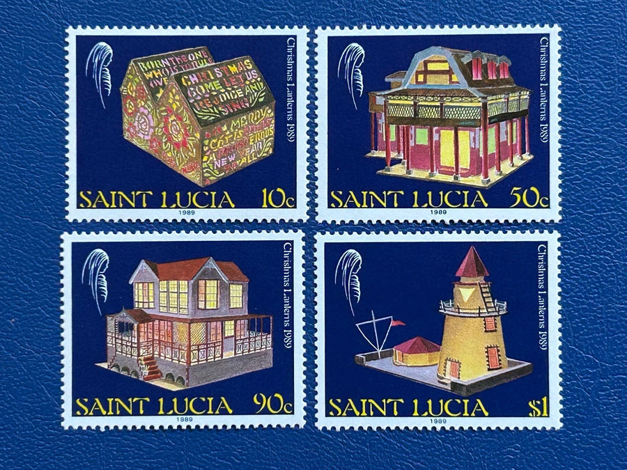 St. Lucia - Original Vintage Postage Stamps - 1989 - Christmas Lanterns - for the collector, artist or crafter