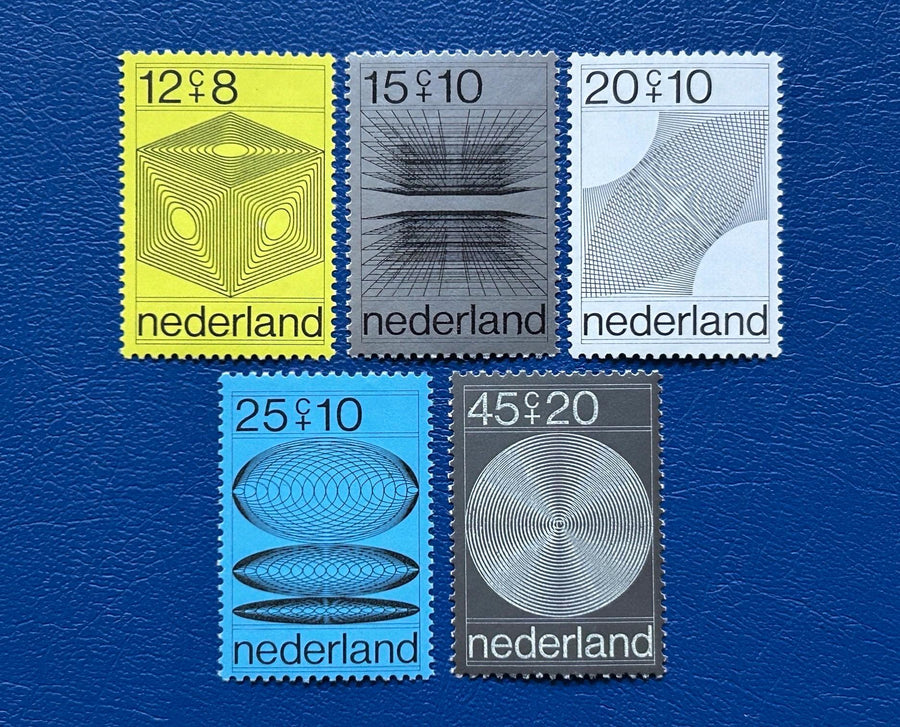 Netherlands - Original Vintage Postage Stamps- 1970- Geometric Shapes - for the collector, artist or crafter- scrapbooks, collage, journal