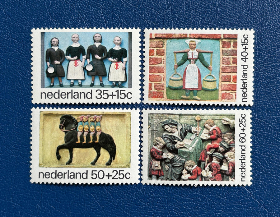 Netherlands - Original Vintage Postage Stamps- 1975 - Children’s Stamps: Historic Ornamental Stones - for the collector, artist or crafter