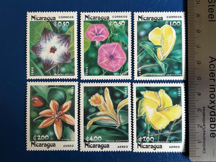 Nicaragua - Original Vintage Postage Stamps- 1985 - Flowers - for the collector, artist or crafter