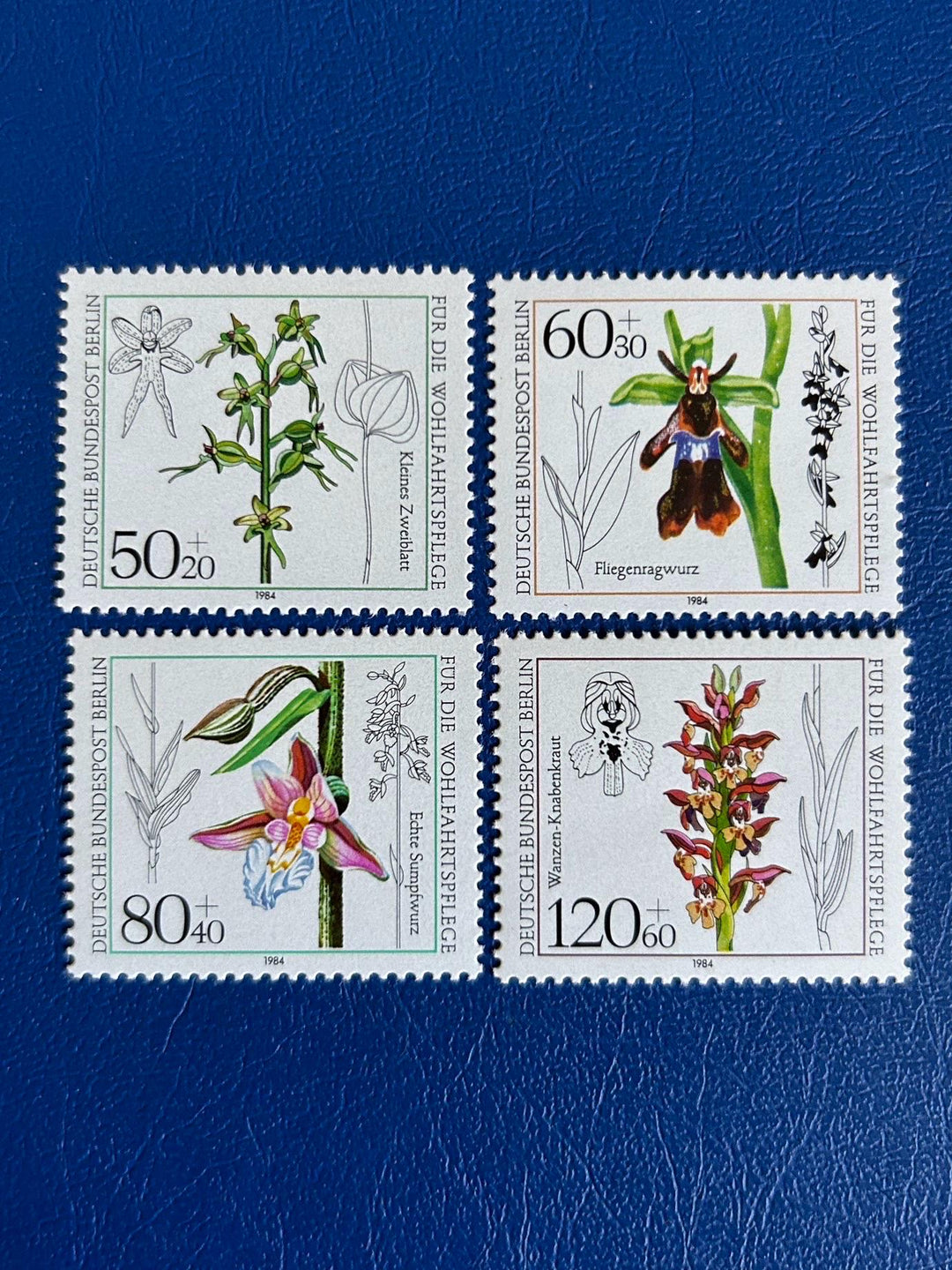 Germany (Berlin) - Original Vintage Postage Stamps - 1984 - Orchids - collector, artist or crafter