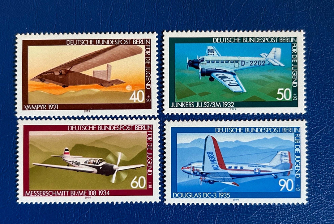 Germany (Berlin) - Original Vintage Postage Stamps - 1979 - Aviation - collector, artist or crafter