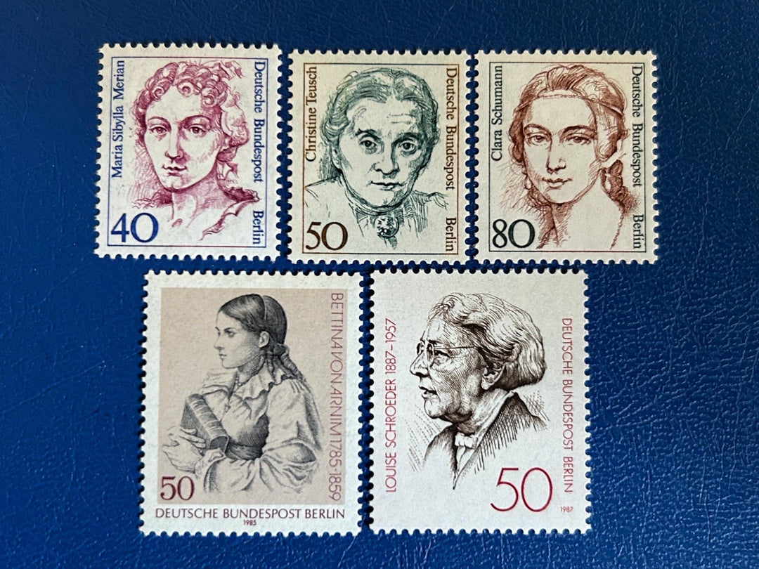 Germany (Berlin) - Original Vintage Postage Stamps - 1986-88 - German Women - collector, artist or crafter