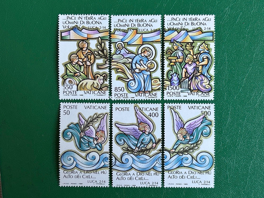 Vatican - Original Vintage Postage Stamps - 1988 - Nativity Scenes - for the collector, artist or crafter - ornaments, cards, gift tags