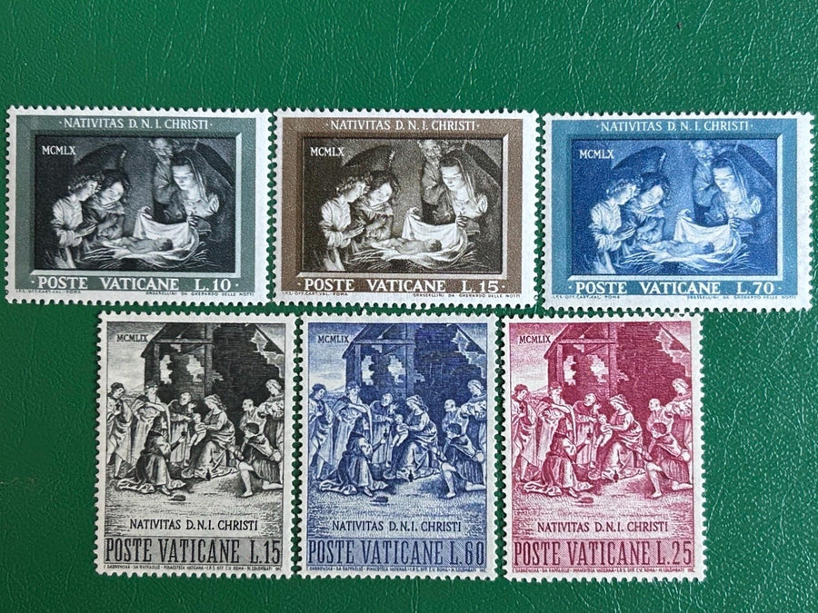 Vatican - Original Vintage Postage Stamps - 1959/60 - Nativity Scenes - for the collector, artist or crafter - ornaments, cards, gift tags