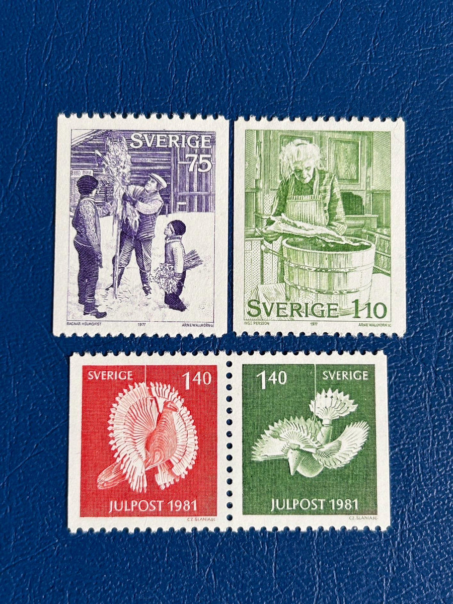 Sweden - Original Vintage Postage Stamps - 1977/81 - Christmas - for the collector, artist or crafter - ornaments, cards, gift tags