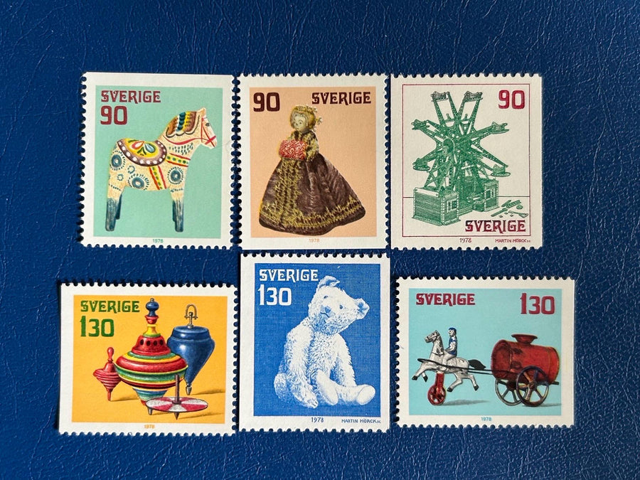 Sweden - Original Vintage Postage Stamps - 1978 - Christmas: Toys - for the collector, artist or crafter - ornaments, cards, gift tags