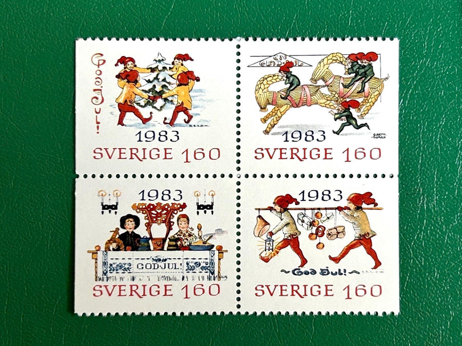 Sweden - Original Vintage Postage Stamps - 1983 - Christmas: Elves - for the collector, artist or crafter - ornaments, cards