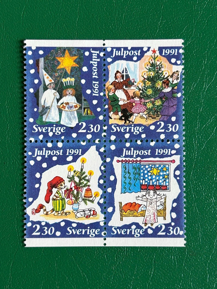 Sweden - Original Vintage Postage Stamps - 1991 - Christmas: Children’s Books - for the collector, artist or crafter - ornaments, cards