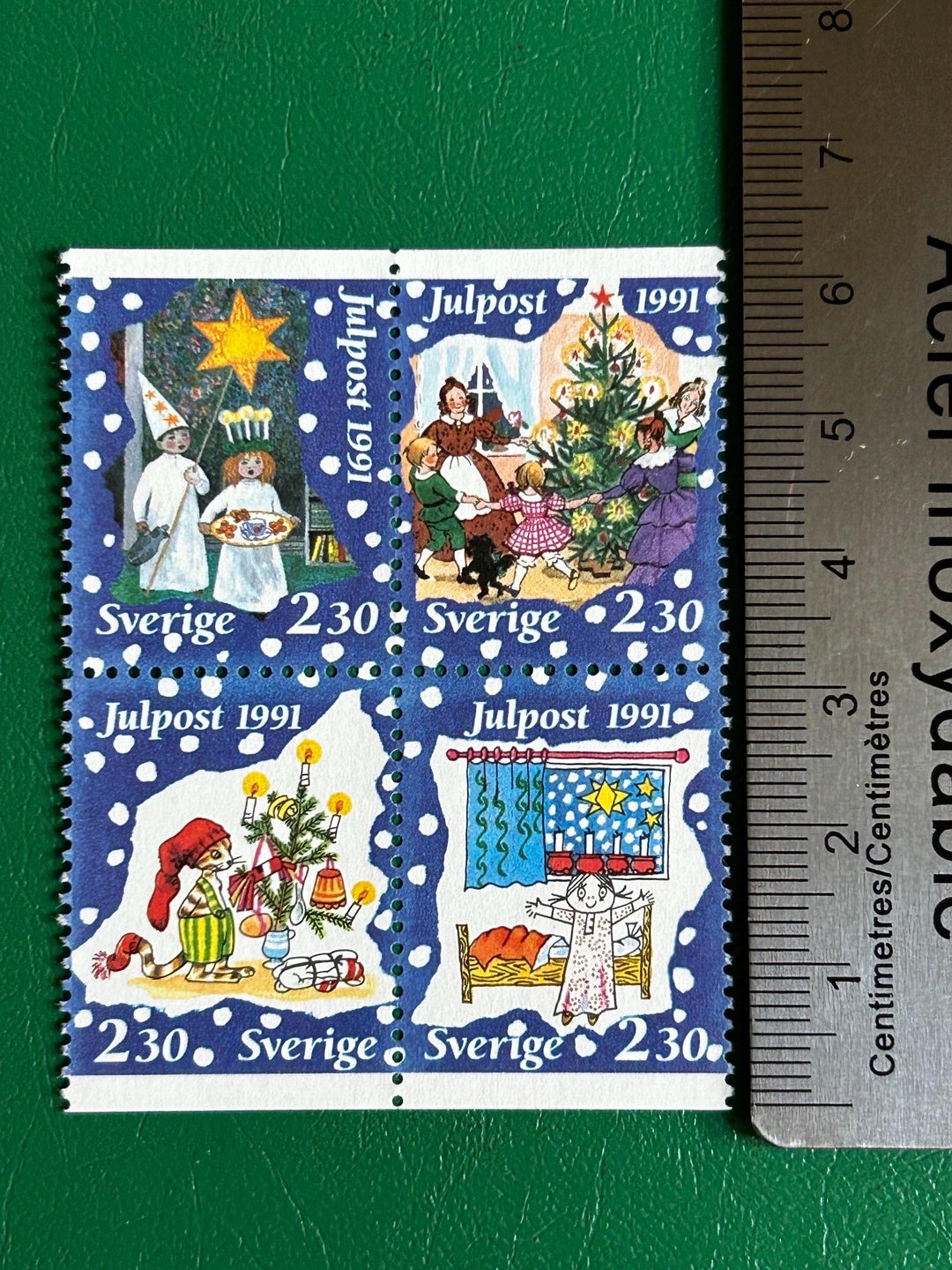 Sweden - Original Vintage Postage Stamps - 1991 - Christmas: Children’s Books - for the collector, artist or crafter - ornaments, cards