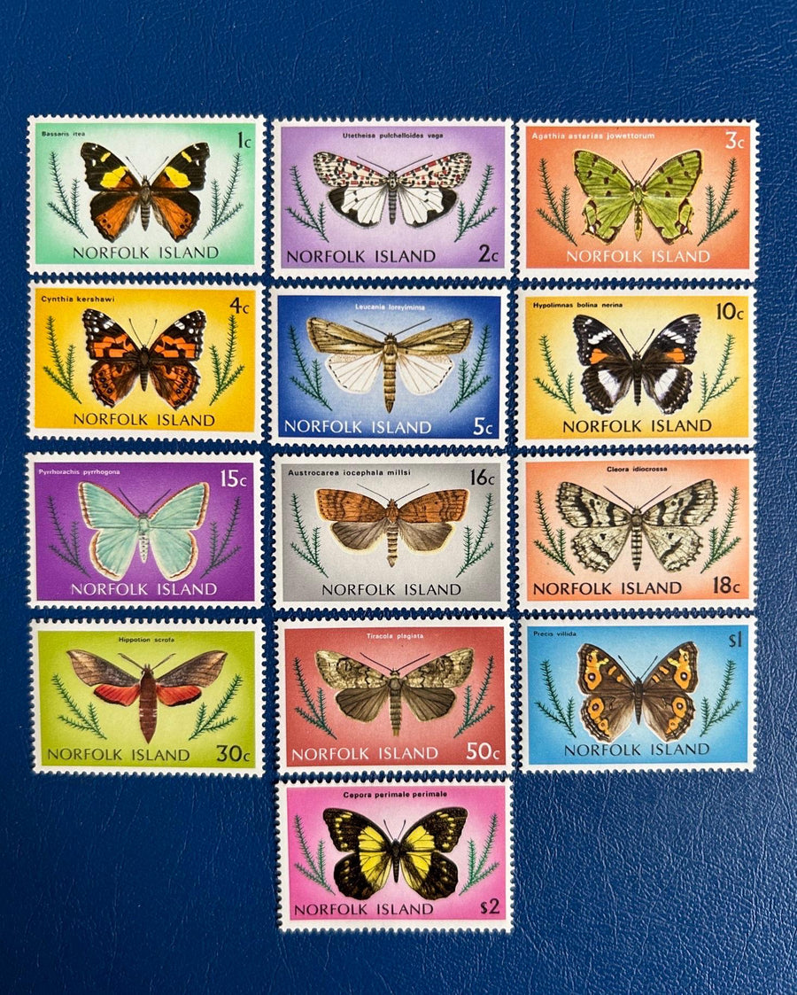 Norfolk Island - Original Vintage Postage Stamps - 1976 - Butterflies & Moths - for the collector, artist or Crafters