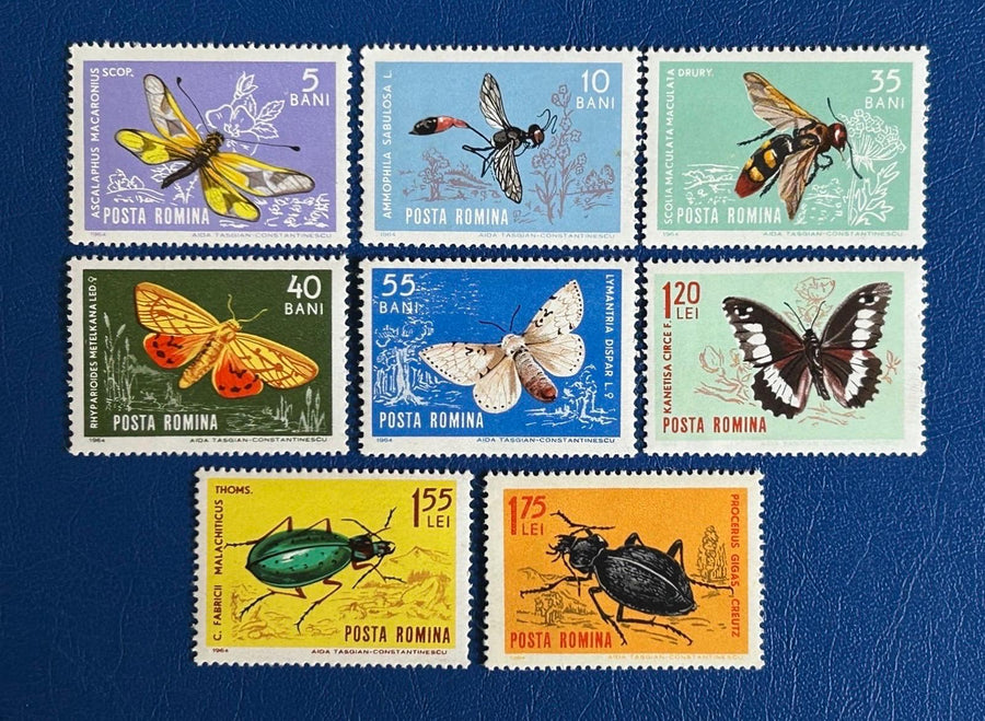 Romania - Original Vintage Postage Stamps- 1969 - Insects - for the collector, artist or crafter - scrapbooks, decoupage