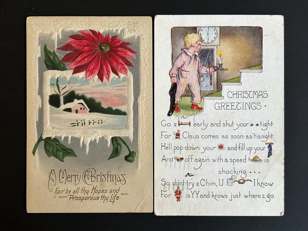 Christmas Postcard Lot - Vintage/Antique Postcards - for the collector, crafter or vintage Christmas Decor - cards, gift tags, scrapbooks