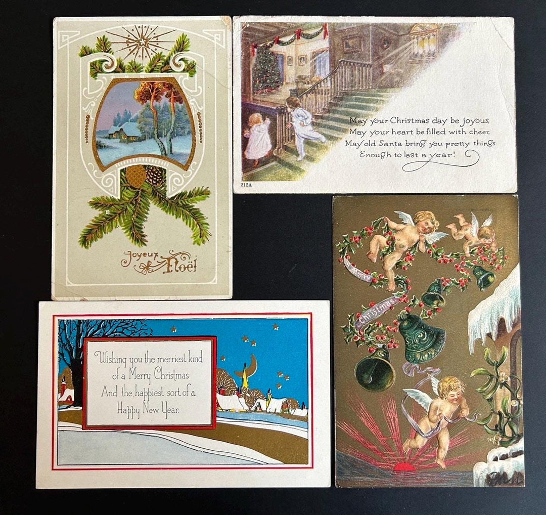 Christmas Postcard Lot - Vintage/Antique Postcards - for the collector, crafter or vintage Christmas Decor - cards, gift tags, scrapbooks