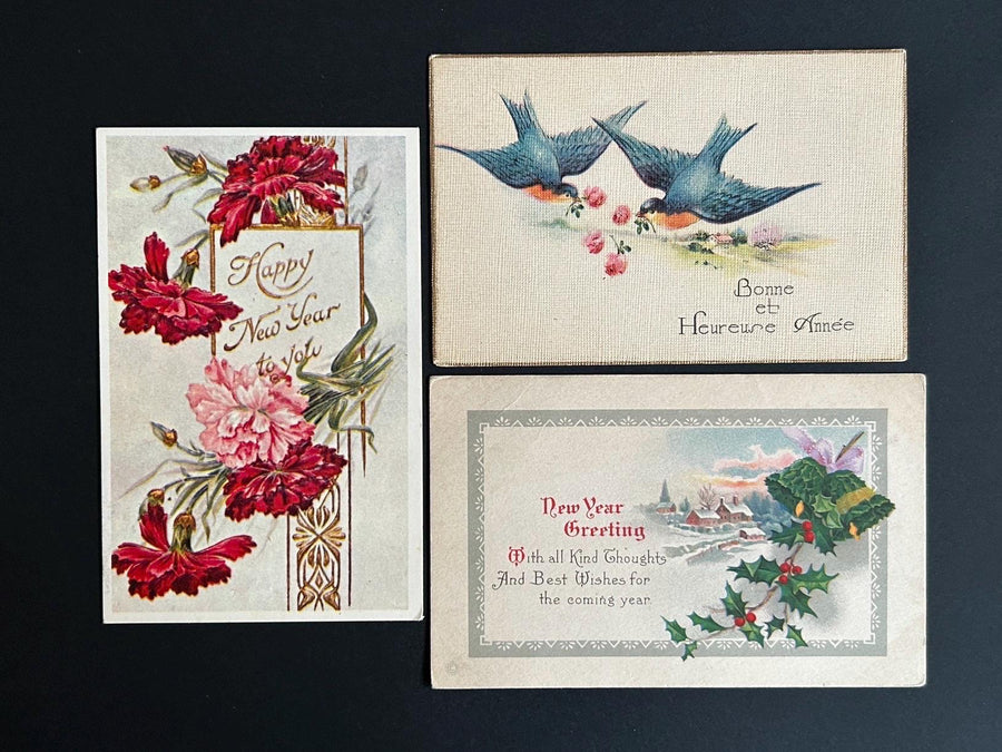 New Year Postcard Lot - Vintage/Antique Postcards - for the collector, crafter or vintage Decor - cards, scrapbooks