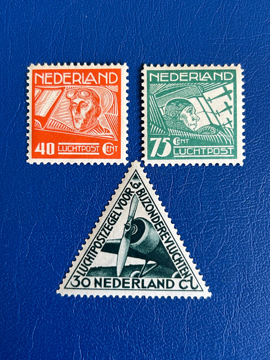 Netherlands - Original Vintage Postage Stamps- 1928/33 - Air Mail - for the collector , artist or crafter