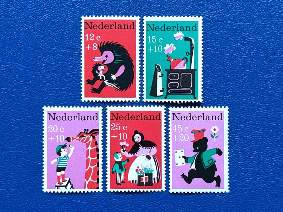 Netherlands - Original Vintage Postage Stamps- 1967 - Nursery Rhymes - for the collector, artist or crafter- scrapbooks, collage, journals