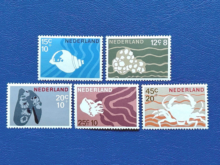 Netherlands - Original Vintage Postage Stamps- 1967 - Sea Life - for the collector, artist or crafter- scrapbooks, collage, journals