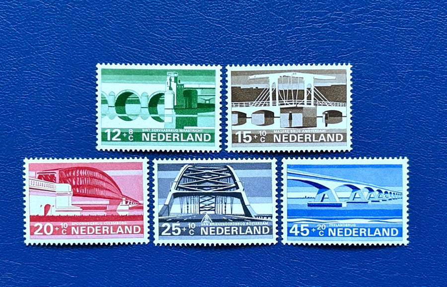 Netherlands - Original Vintage Postage Stamps- 1968 - Bridges - for the collector, artist or crafter- scrapbooks, collage, journals