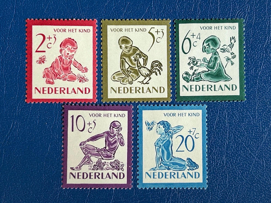 Netherlands - Original Vintage Postage Stamps- 1950 - Children’s Stamps - LH - for the collector, artist , or crafter