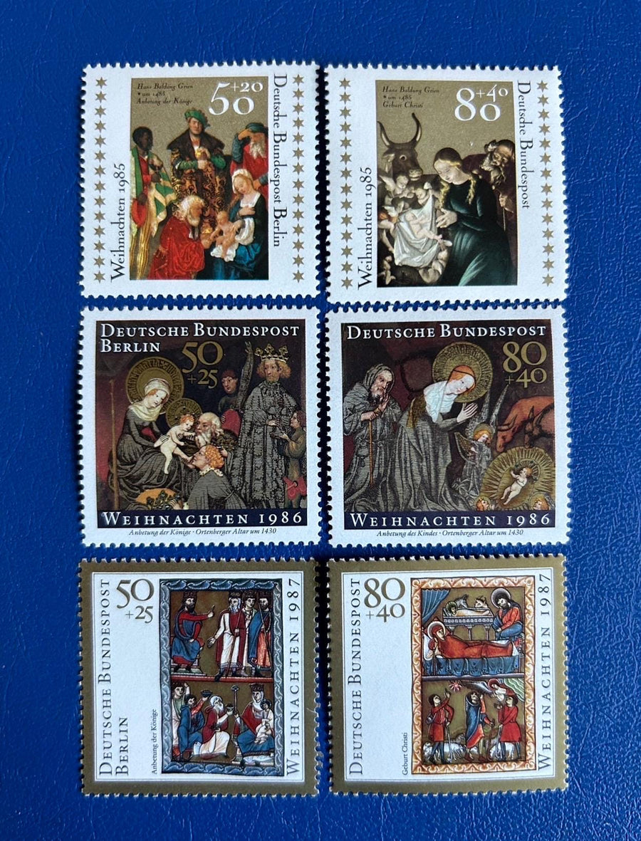 Germany (Berlin) - Original Vintage Postage Stamps - 1985-87 - Christmas - for the collector, artist or crafter -gift tags, cards, ornaments