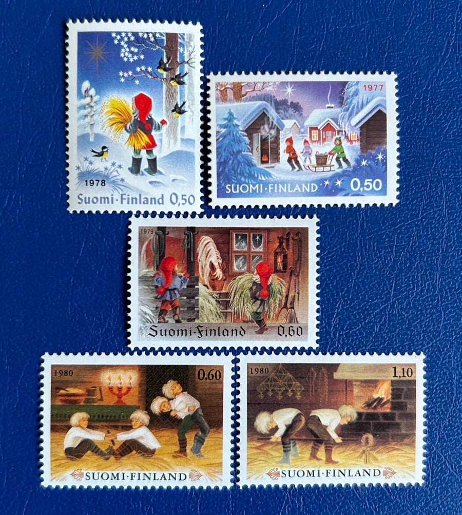 Finland- Original Vintage Postage Stamps - 1977-80 - Christmas - for the collector, artist or crafter -gift tags, cards, ornaments