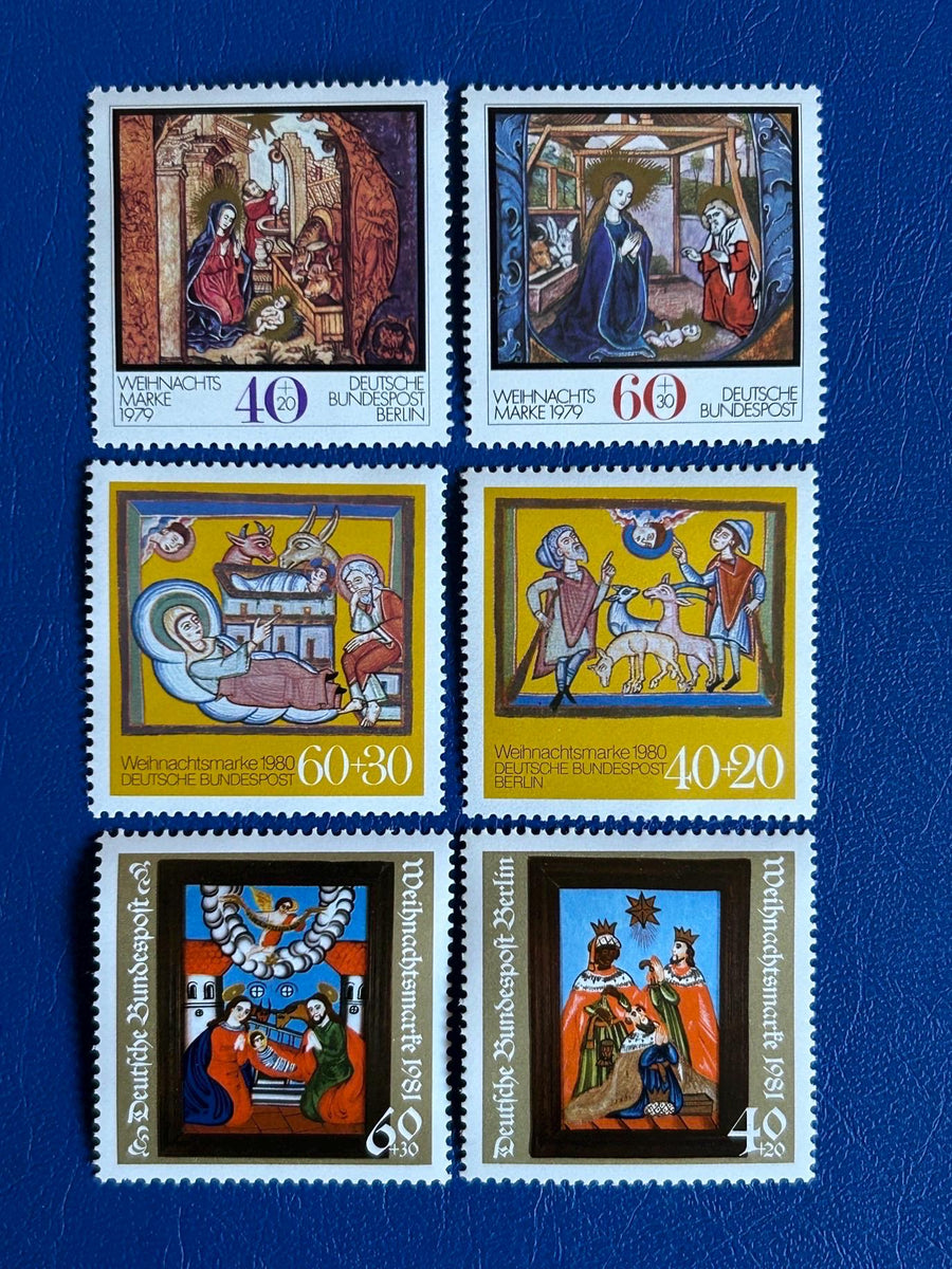 Germany (West) - Original Vintage Postage Stamps - 1979-81 - Christmas - for the collector, artist or crafter - gift tags, cards, ornaments