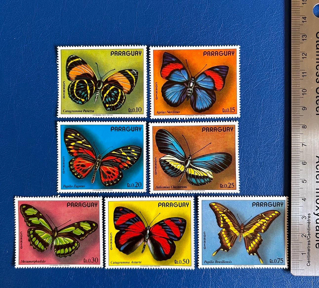 Paraguay - Original Vintage Postage Stamps- 1973 - Butterflies - for the collector, artist or crafter - scrapbooks, decoupage, collage