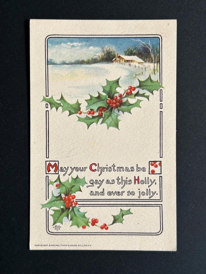 Unused Christmas Postcard - Vintage/Antique Postcard - for the collector, crafter or vintage Christmas Decor - cards, gift tags, scrapbooks