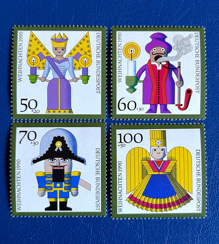 Germany (West) - Original Vintage Postage Stamps - 1990 - Christmas - for the collector, artist or crafter - gift tags, cards, ornaments