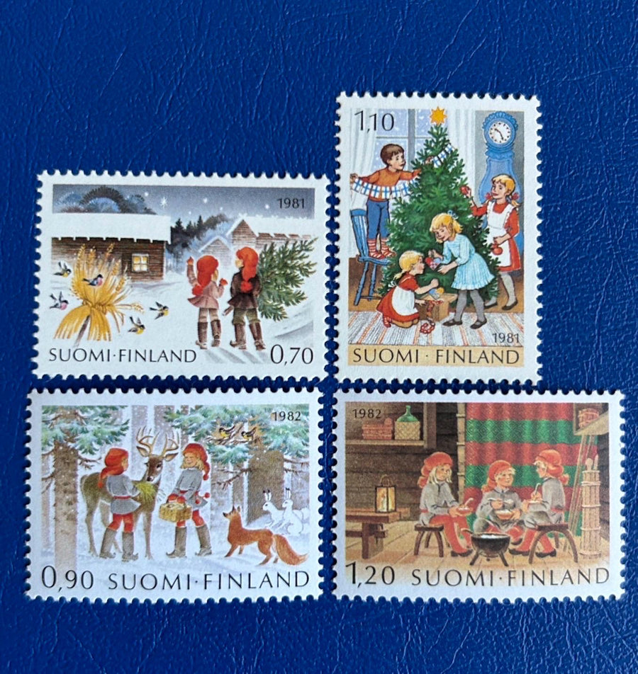 Finland- Original Vintage Postage Stamps - 1981/82 - Christmas - for the collector, artist or crafter -gift tags, cards, ornaments