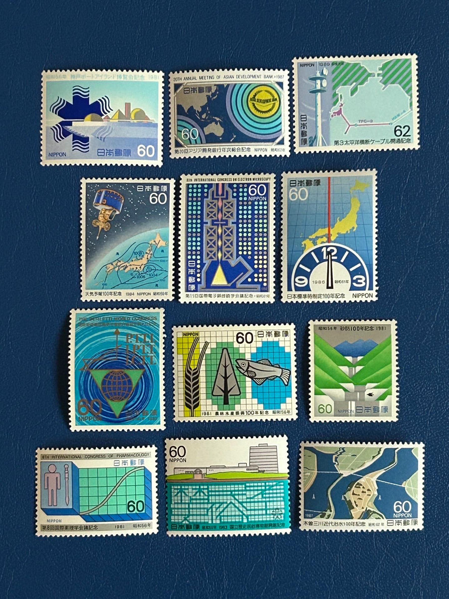 Japan- Original Vintage Postage Stamps- 1980s - Charts & Graphs - for the collector, artist or crafter - scrapbooks, paper crafts