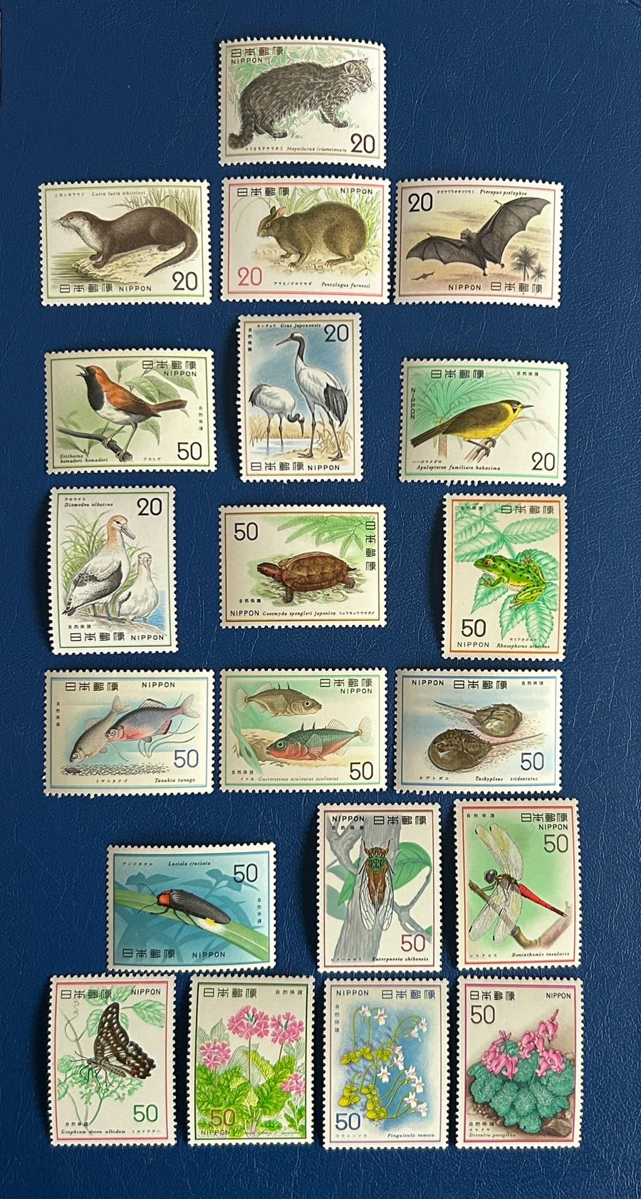 Japan - Original Vintage Postage Stamps - 1974/78 - Nature Conservancy -for the collector, artist or crafter - scrapbooking, decoupage