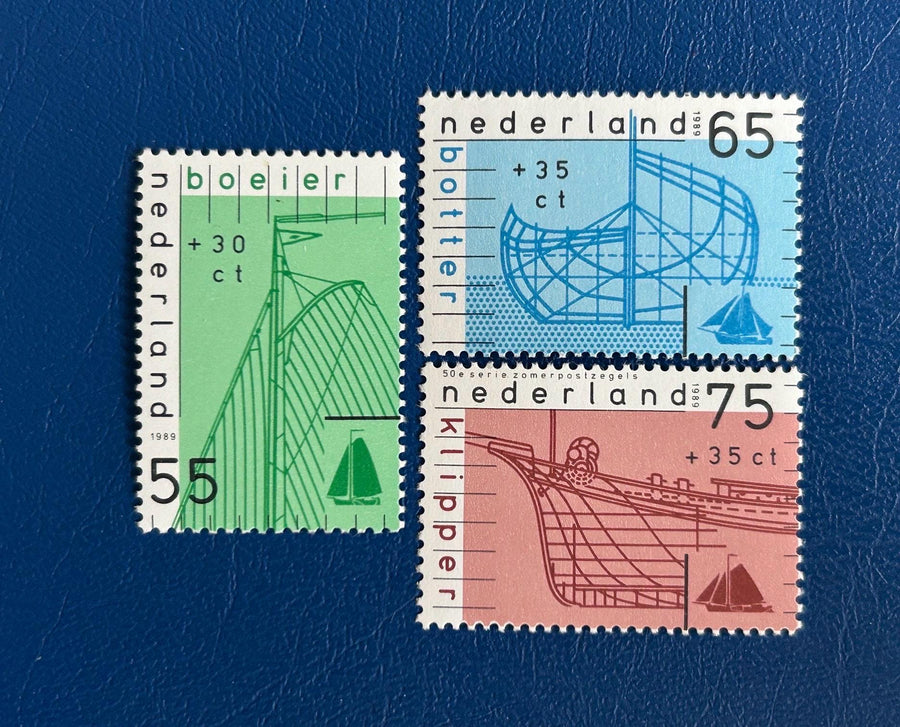 Netherlands - Original Vintage Postage Stamps- 1989 -Ships - for the collector, artist, or crafter - scrapbooks, junk journals, paper crafts