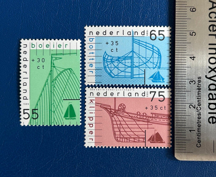 Netherlands - Original Vintage Postage Stamps- 1989 -Ships - for the collector, artist, or crafter - scrapbooks, junk journals, paper crafts