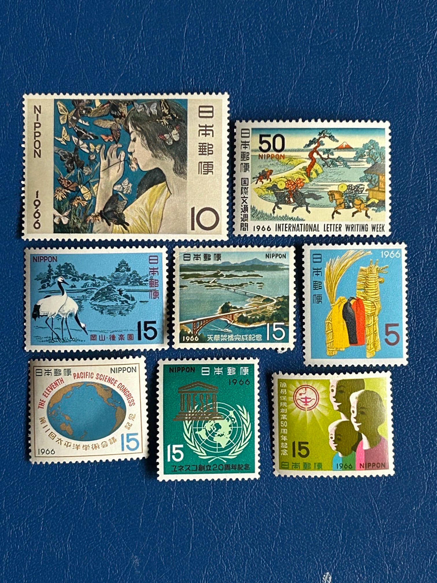 Japan- Original Vintage Postage Stamps- 1966 - for the collector, artist or crafter - scrapbooks, paper crafts, decoupage