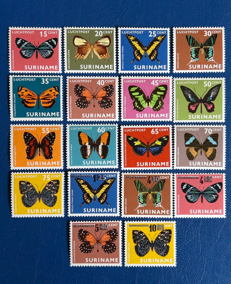 Suriname- Original Vintage Postage Stamps - 1972 - Local Moths & Butterflies - for the collector, artist or crafter