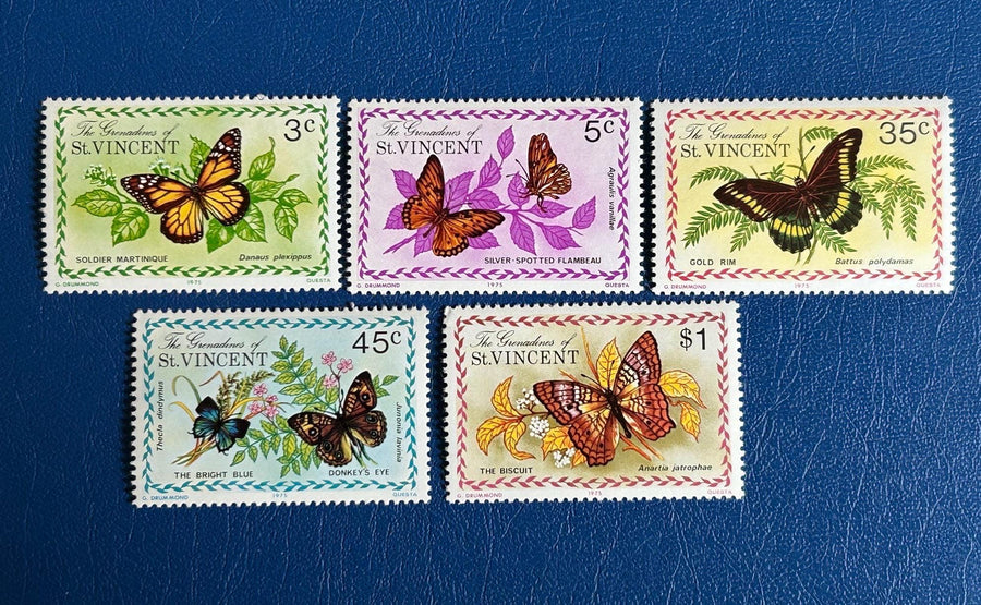 St. Vincent - Original Vintage Postage Stamps - 1975 - Butterflies - for the collector, artist or crafter