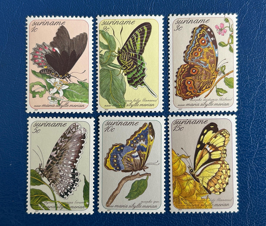 Suriname- Original Vintage Postage Stamps - 1983 - Butterflies - for the collector, artist or crafter - scrapbooks, paper crafts