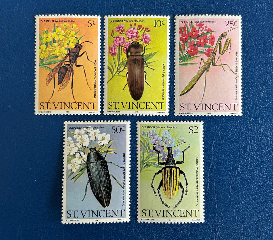 St. Vincent - Original Vintage Postage Stamps - 1979 - Insects - for the collector, artist or crafter - scrapbooks, paper crafts