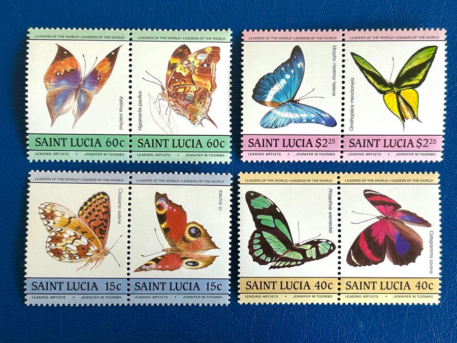 St. Lucia - Original Vintage Postage Stamps - 1985 - Butterflies - for the collector, artist or crafter - scrapbooks, paper crafts