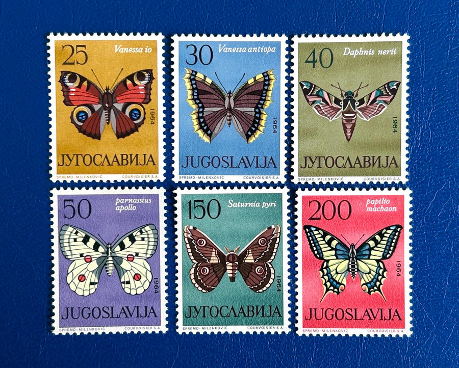 Yugoslavia - Original Vintage Postage Stamps - 1964 - Butterflies - for the collector, artist or crafter - scrapbooks, collage, decoupage